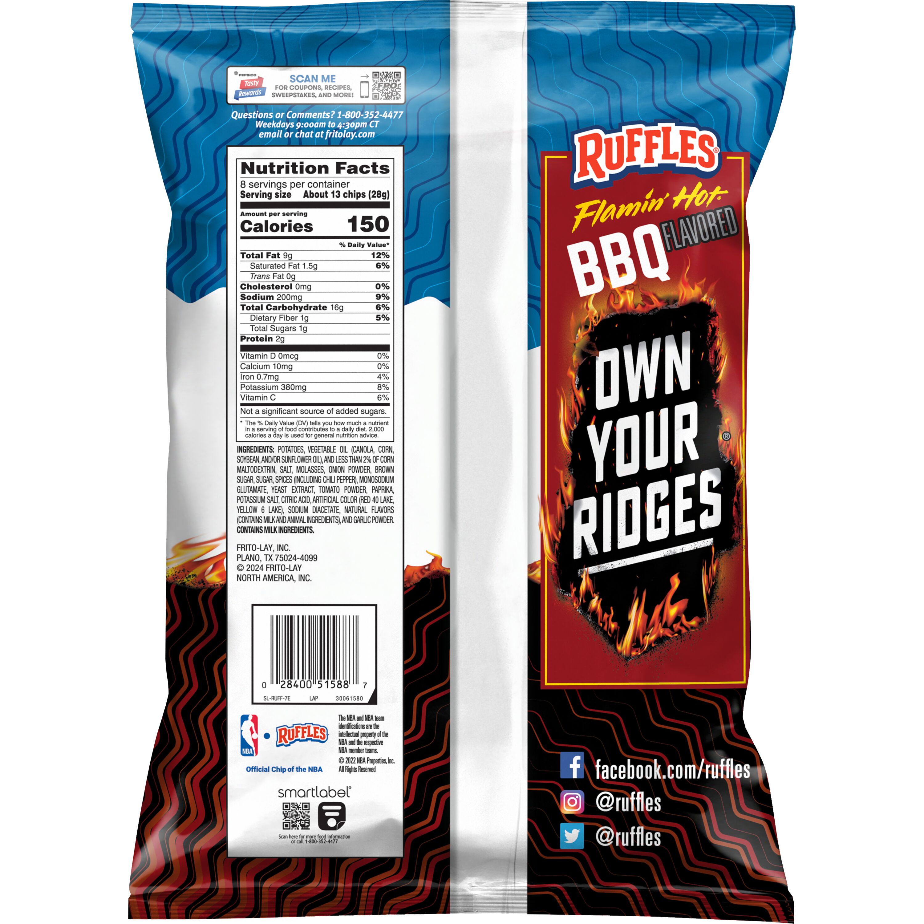 Ruffles® Flamin' Hot® BBQ Flavored Potato Chips