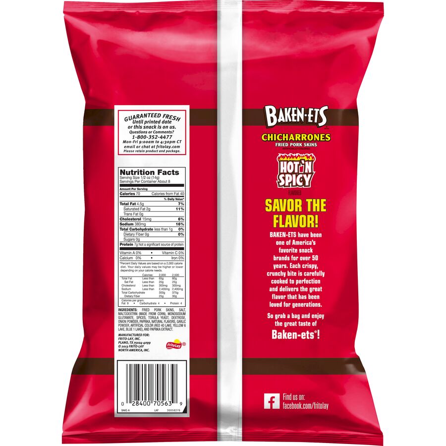 Baken-Ets® Hot N' Spicy Flavored Fried Pork Skins