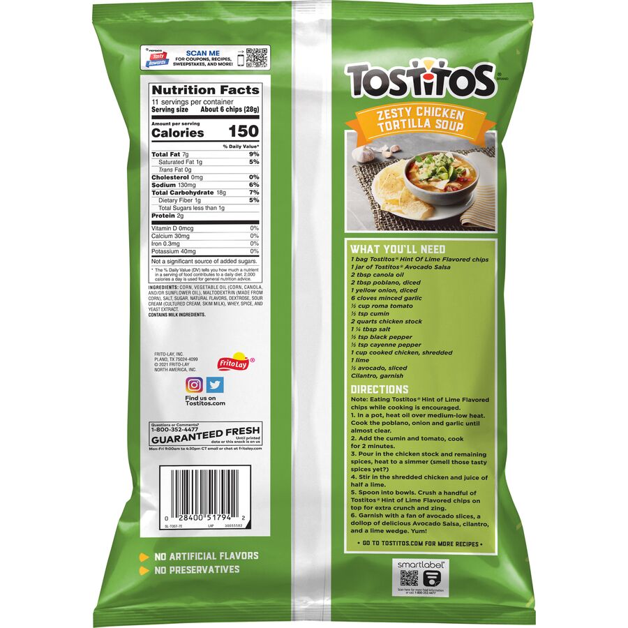 Tostitos® Hint of Lime Flavored Tortilla Chips