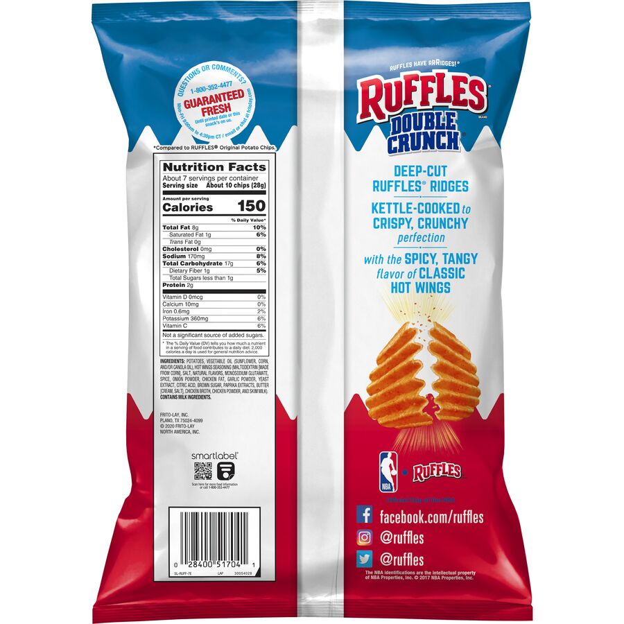 Ruffles Double Crunch Hot Wings Flavored Potato Chips