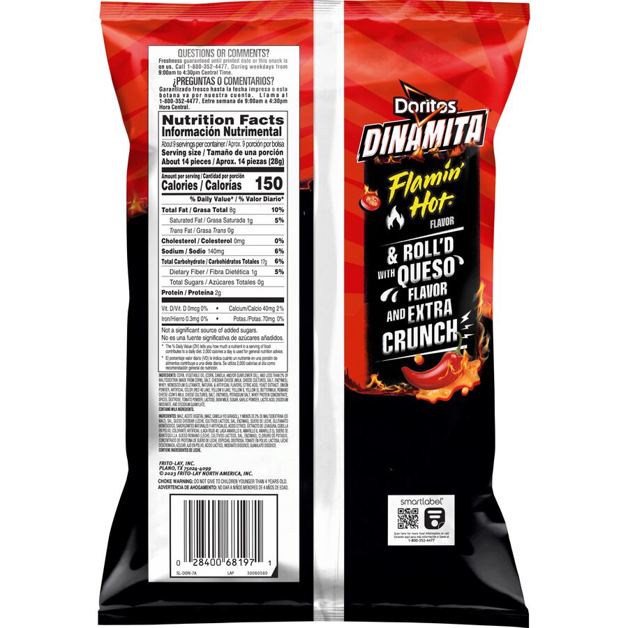 Doritos® Dinamita® Flamin Hot Queso Flavored Rolled Tortilla Chips