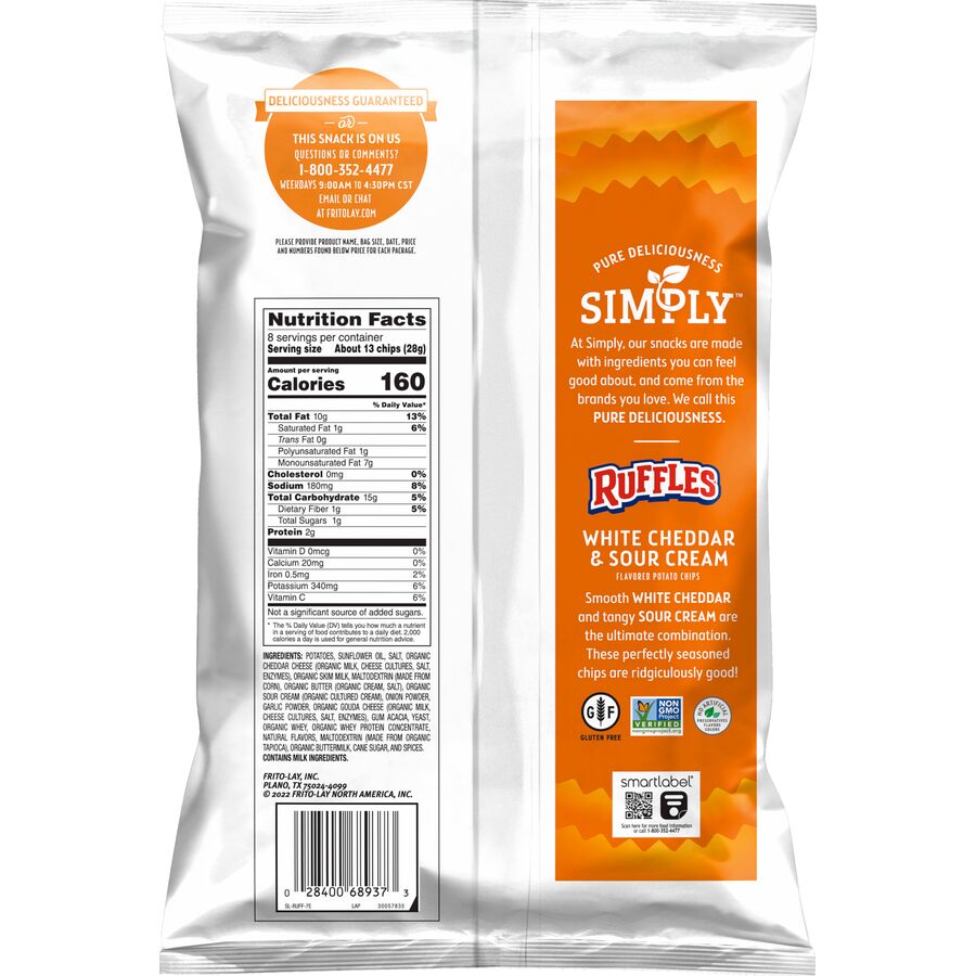 Simply Ruffles White Cheddar Sour Cream Flavored Potato Chips