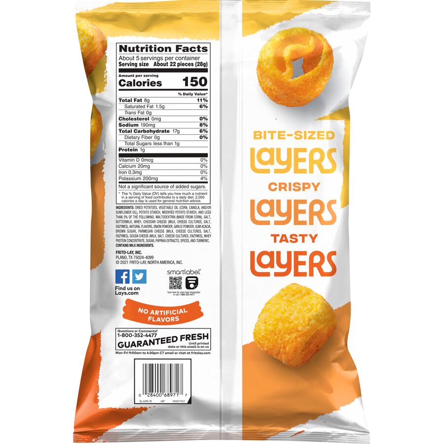 Lay's Layers Three Cheese Flavored Potato Snacks