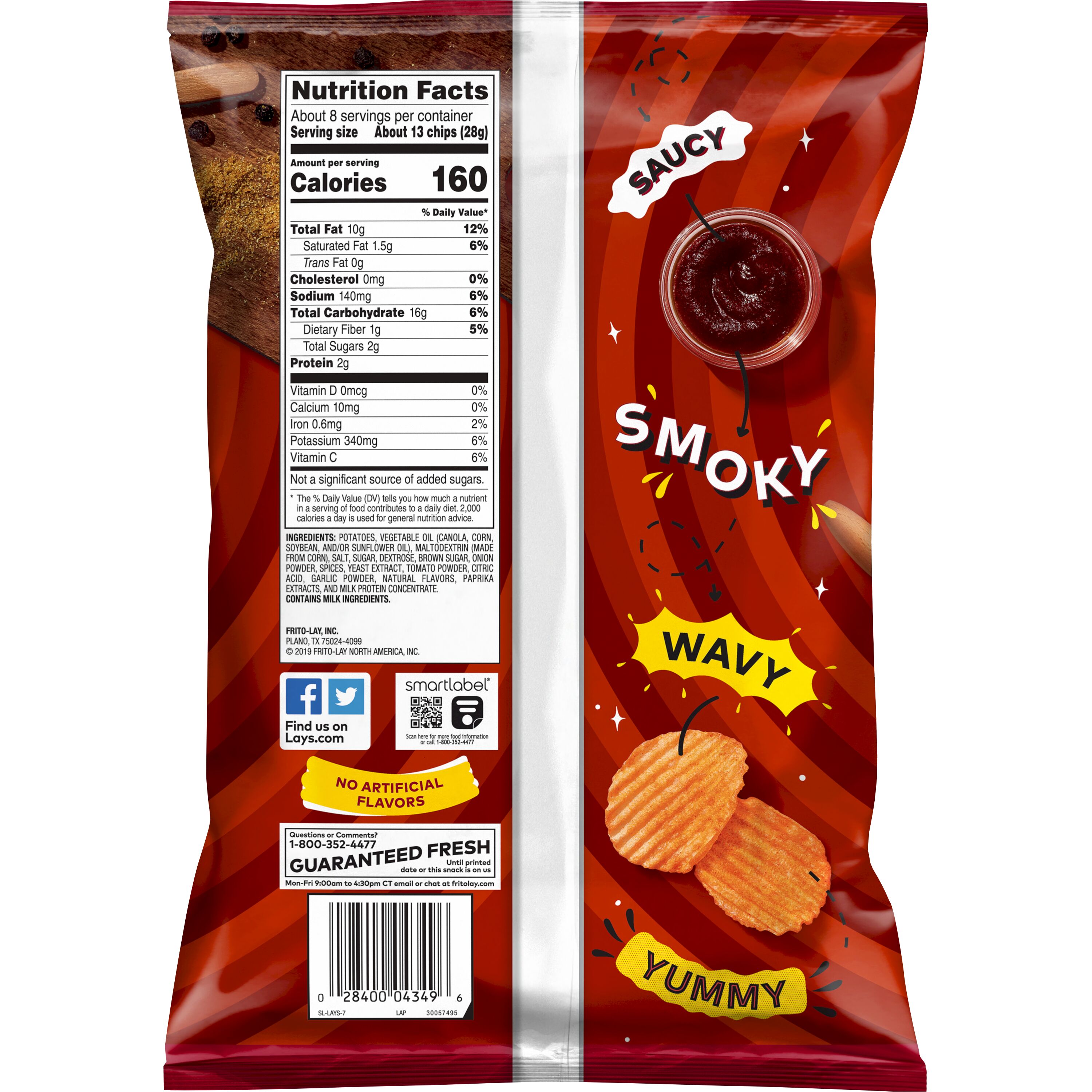 Lay's Wavy Hickory BBQ Flavored Potato Chips