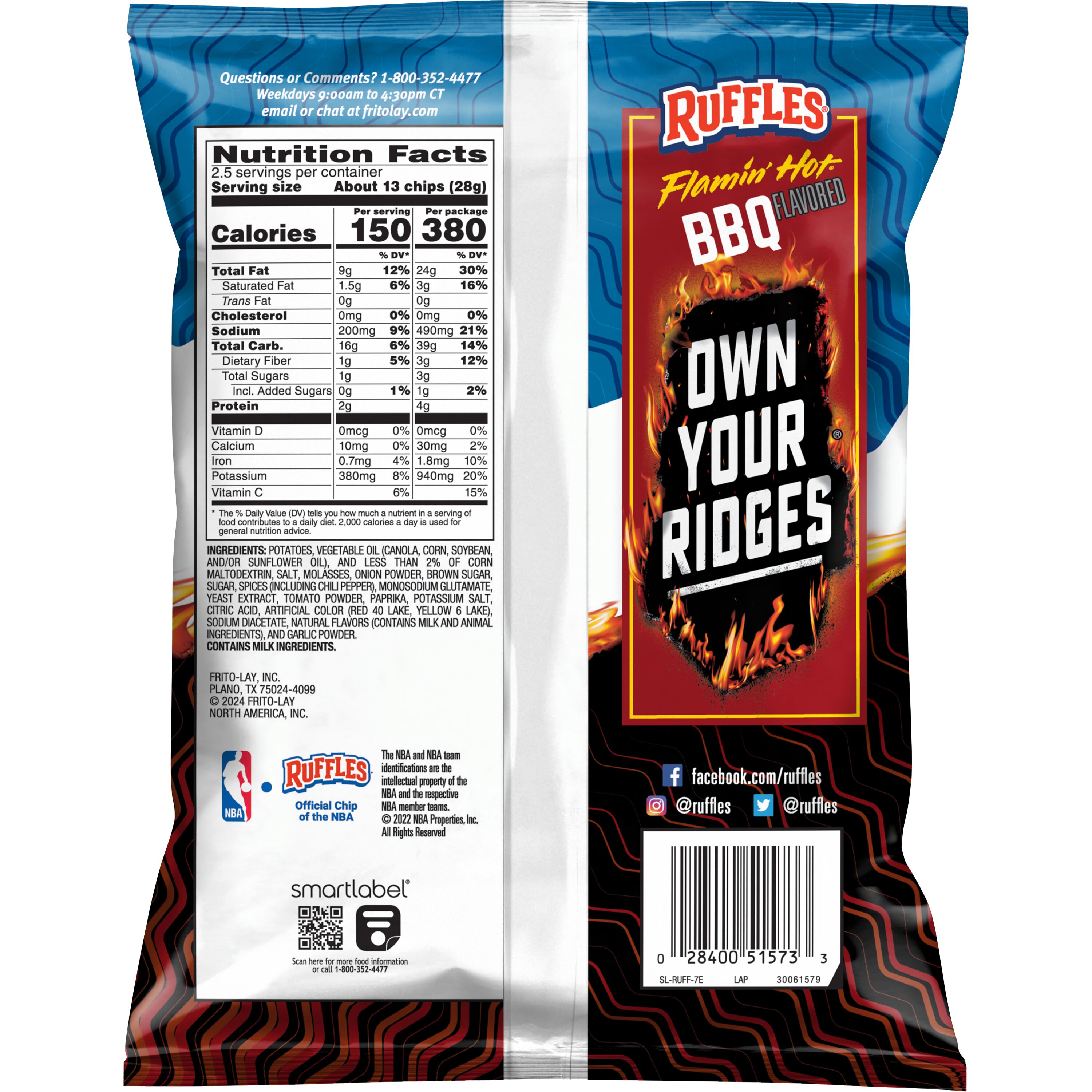 Ruffles® Flamin' Hot® BBQ Flavored Potato Chips