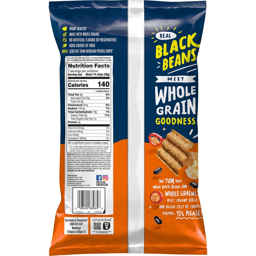 SunChips® Black Bean Southwestern Queso Flavored Whole Grain Snacks